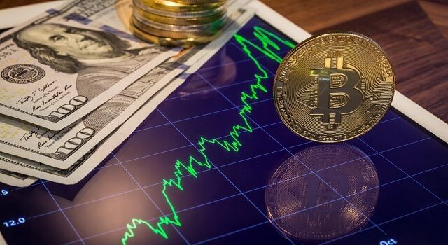 dólar e gráfico do bitcoin