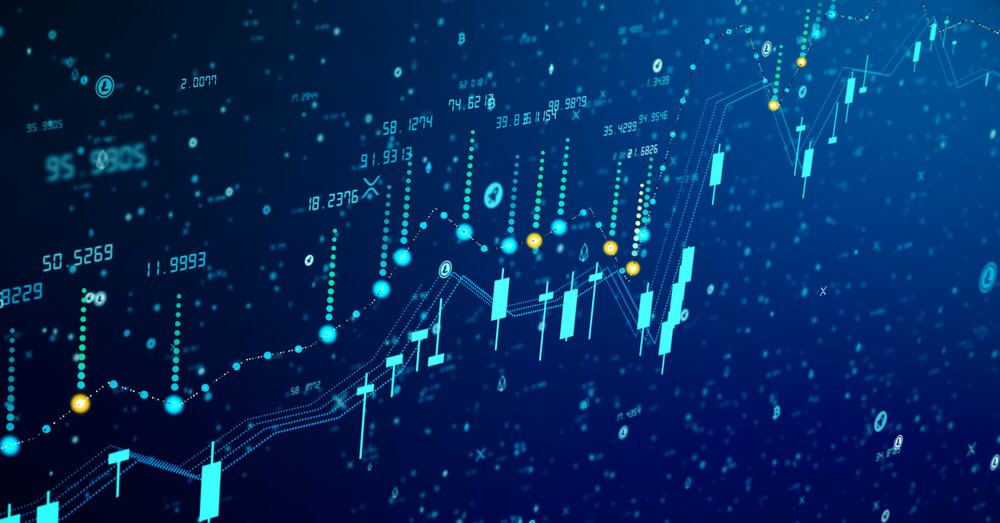 Touros de Bitcoin e velas do mercado