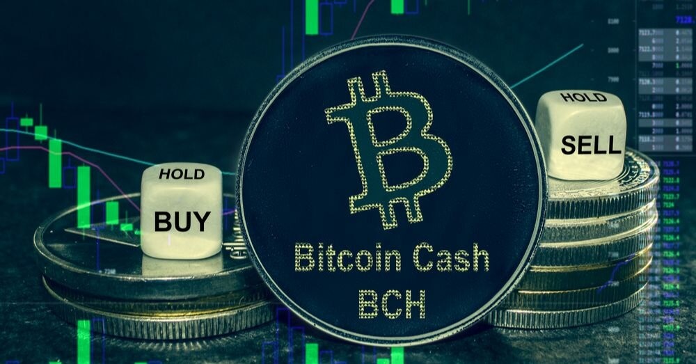 Imagem da moeda BCH com castiçais verdes