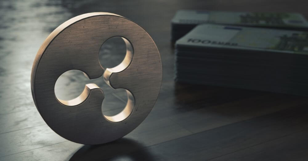 Uma imagem de um símbolo metálico de Ripple