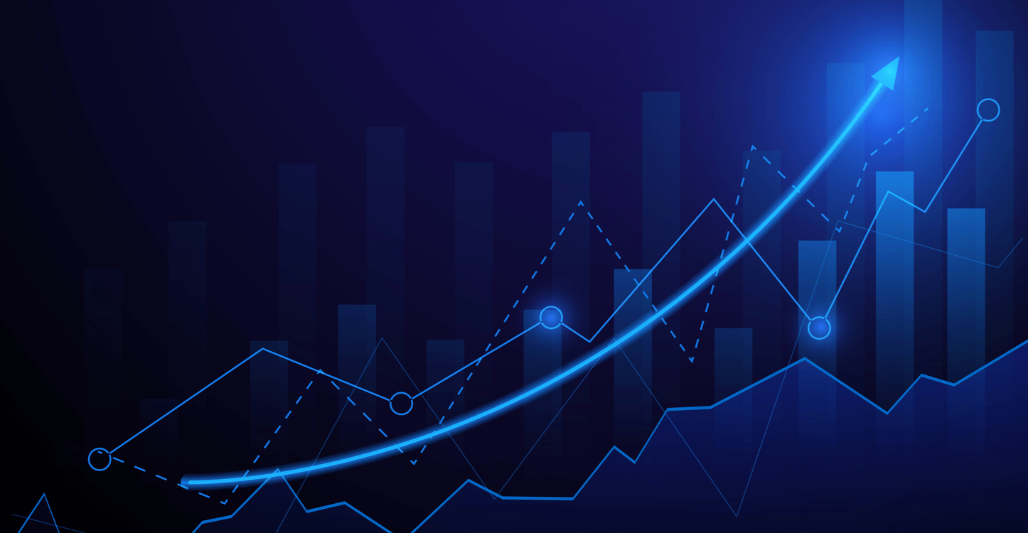 Imagem de um gráfico mostrando uma tendência de alta