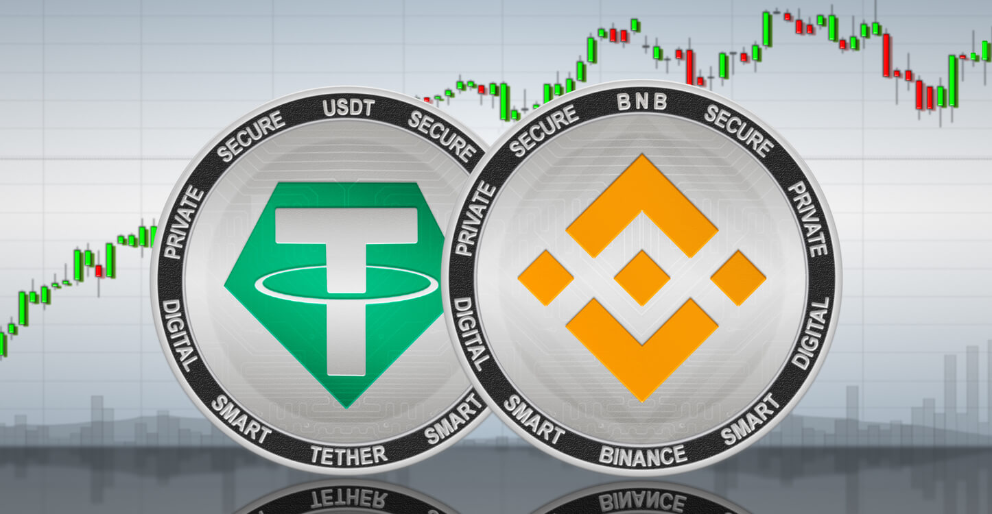 Imagem mostrando o gráfico BNB e Tether (USDT)