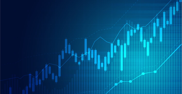 Gráfico de trading azul